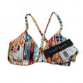 LA Blanca Womens Size 10 Colorful Print Triangle Bikini Top Beaded Straps