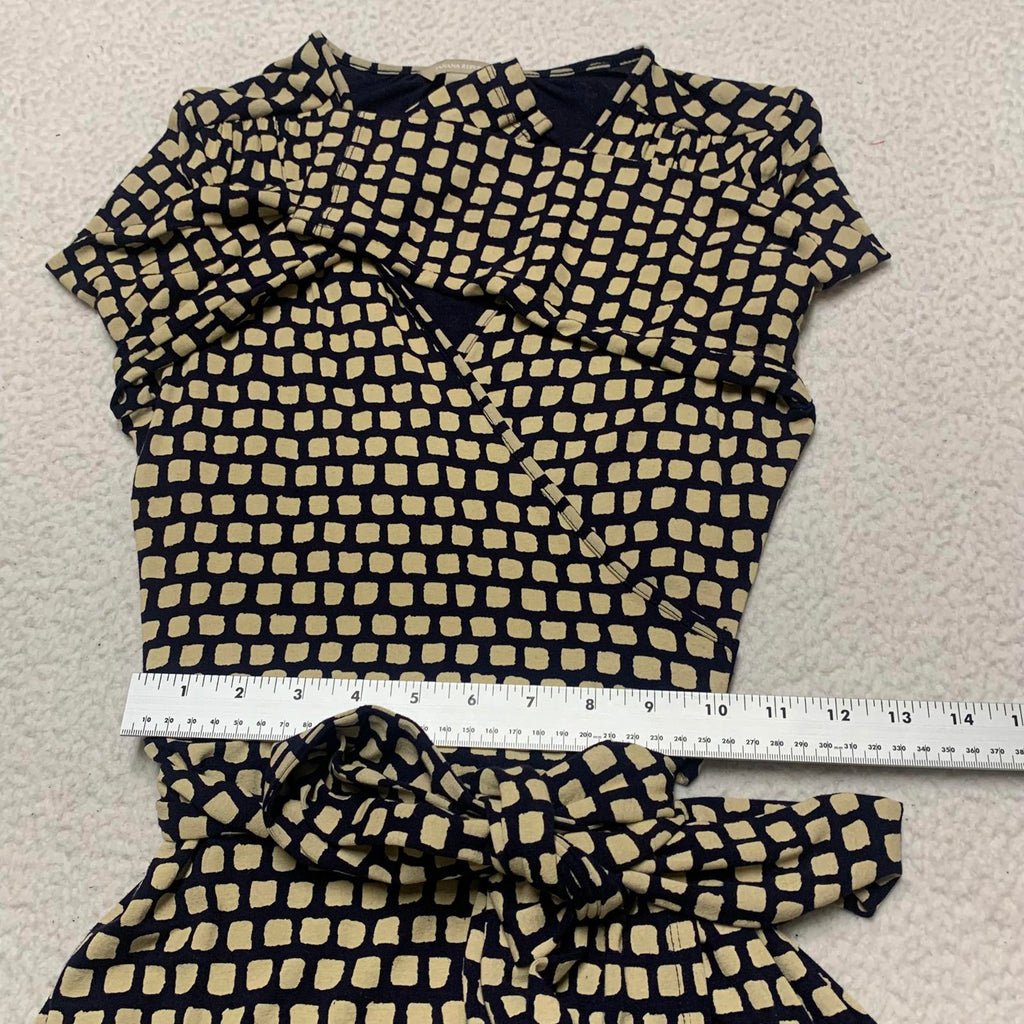 Banana Republic Women's Black Beige print XS 3/4 sleeves V-neckline wrap dress