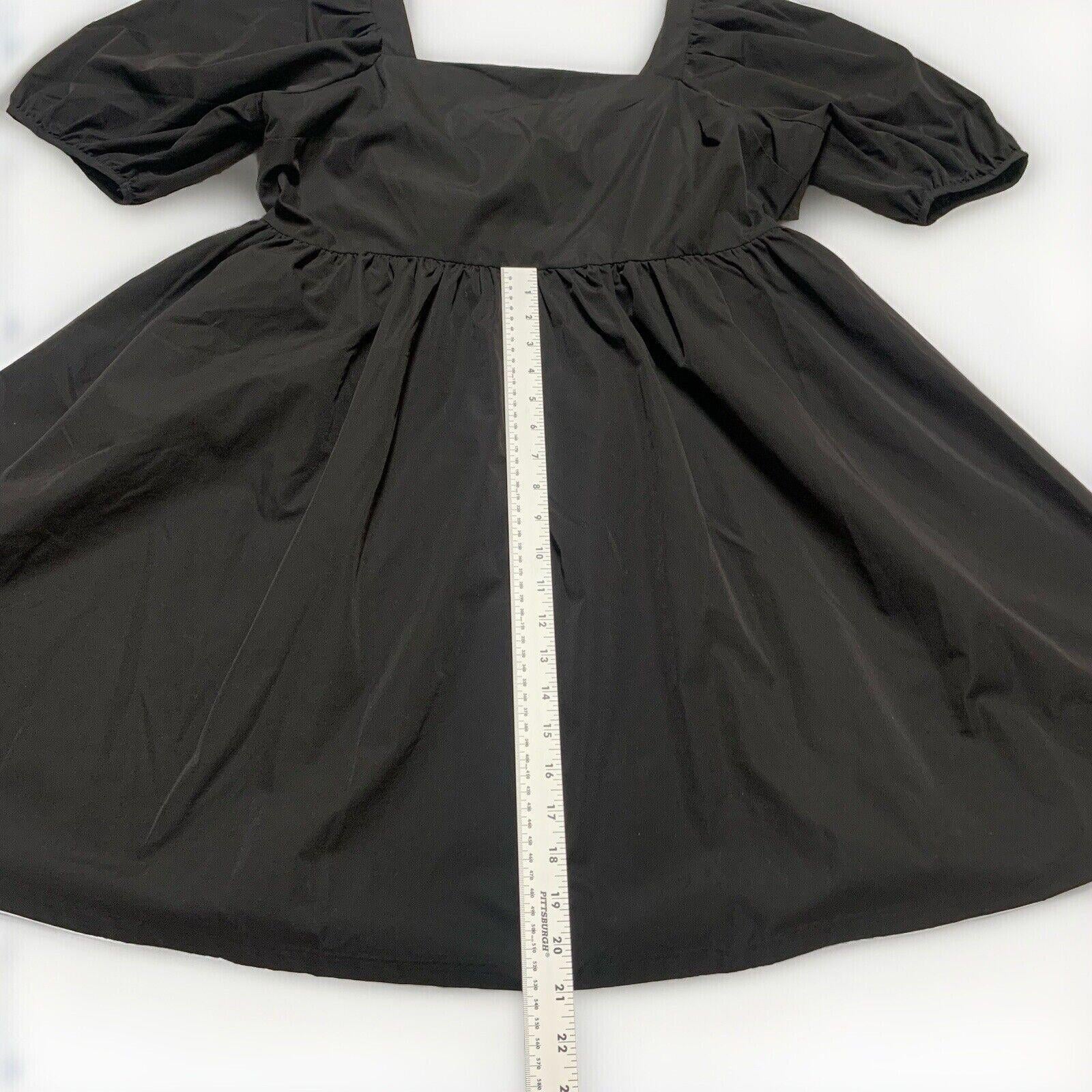 H&M Women’s Size Large Black Sun Dress Puff sleeve Vacation A-Line Cut