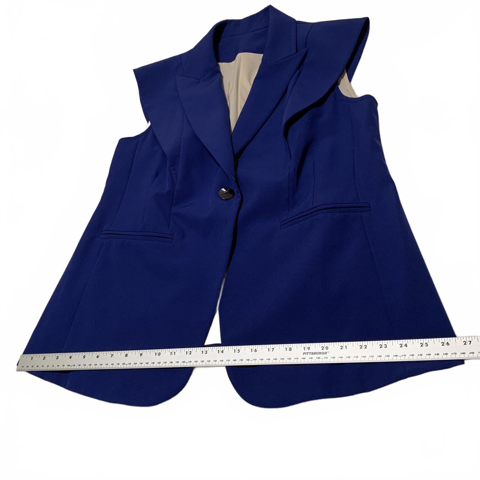 Tailored Women's Sleeveless Lined Royal Blue Blazer Jacket