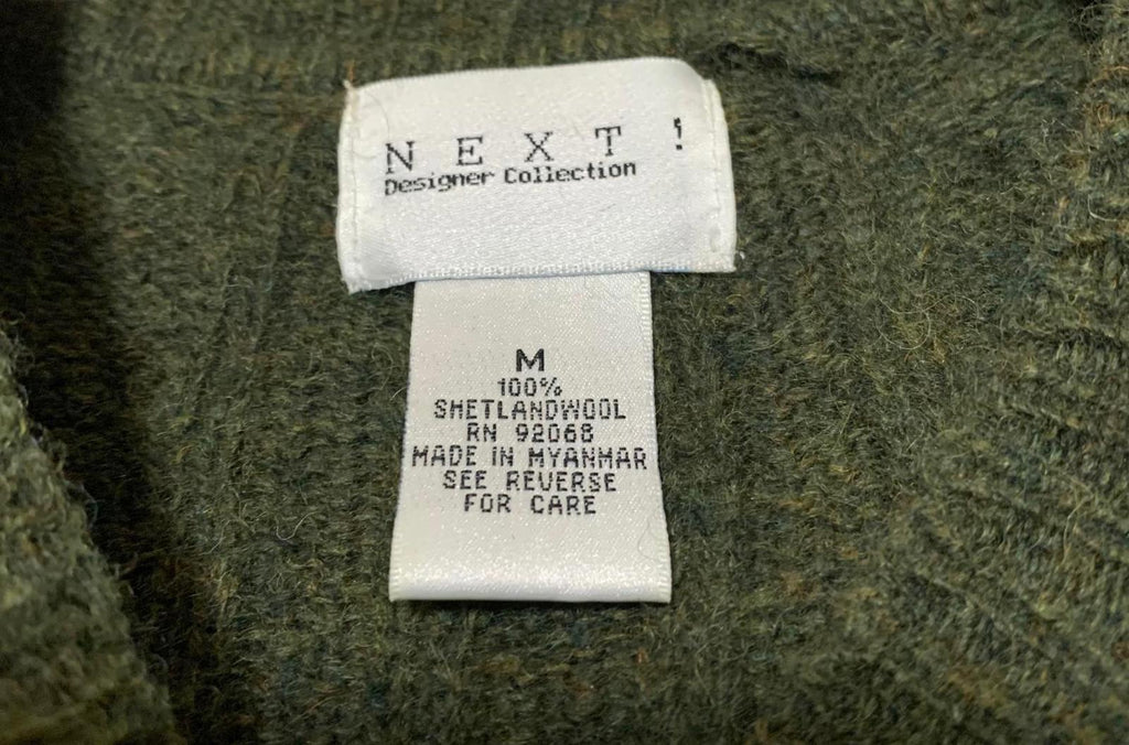 Next Designer Collection Women's Size M Wool Sweater Olive Green Shetland