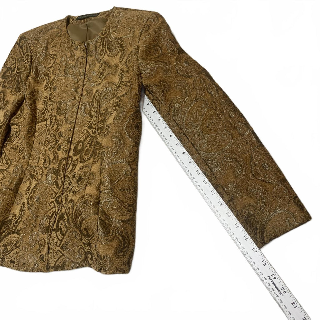 Harvé Benard Women's Size M/L Quilted Zip Jacket Mustard Gold Paisley Pattern