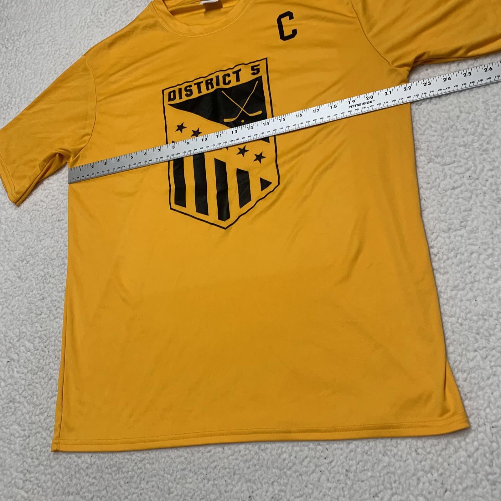 Port & Company Mens Size Large Yellow District 5 Hockey Captain's Tee Shirt