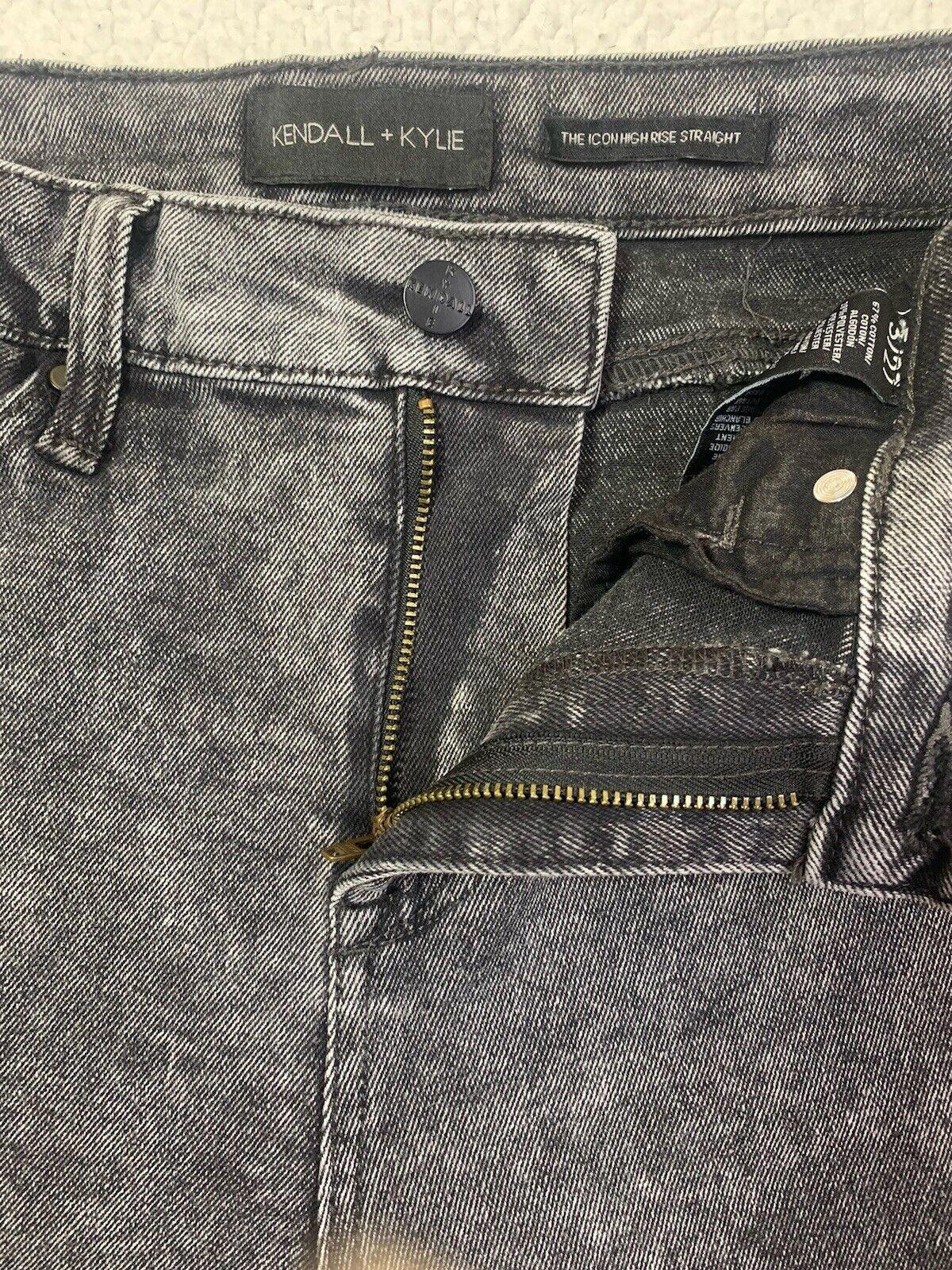 Kendall + Kylie Girl's Jeans Sz 3/27 Black  The Icon High Rise Boo Wash Fray Hem