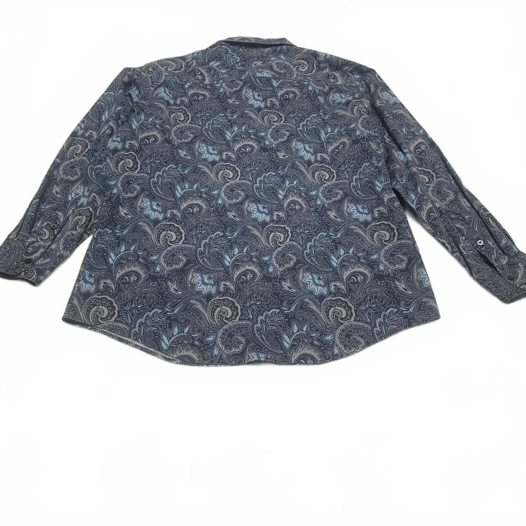 Alfani Men's Size XLarge 17 17.5 Blue Paisley Print Long Sleeve Button Shirt