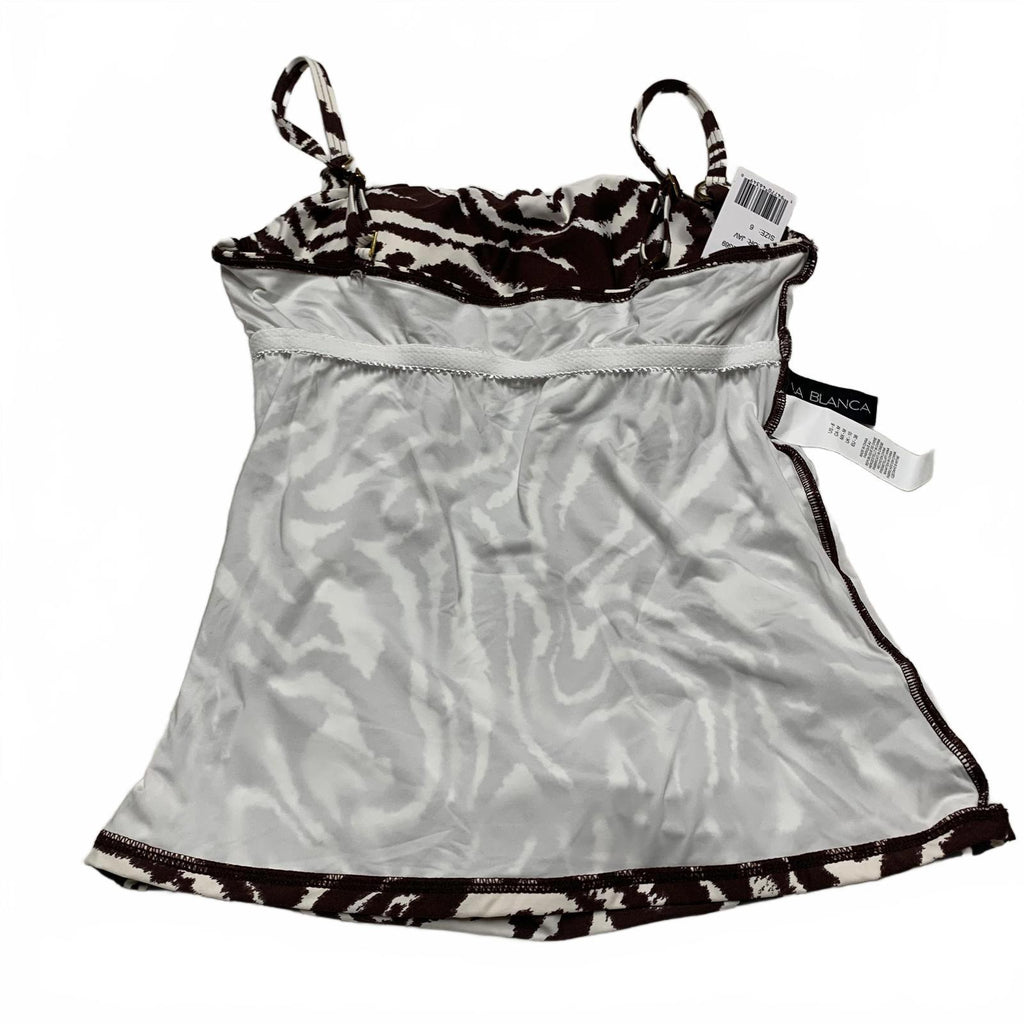 La Blanca Women's Sz 6 Zebra Brown Tan Print Tankini Top Built in Bra Support