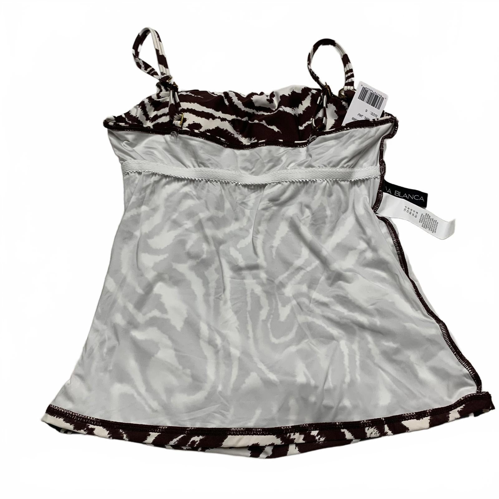 La Blanca Women's Sz 6 Zebra Brown Tan Print Tankini Top Built in Bra Support