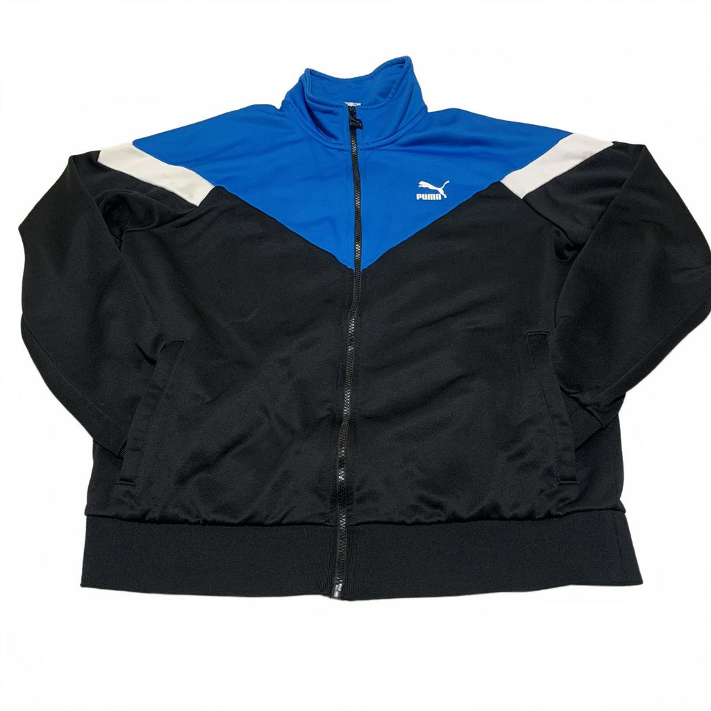 Puma Men's Size L Black Royal Blue Blue Track Jacket  Zip Up
