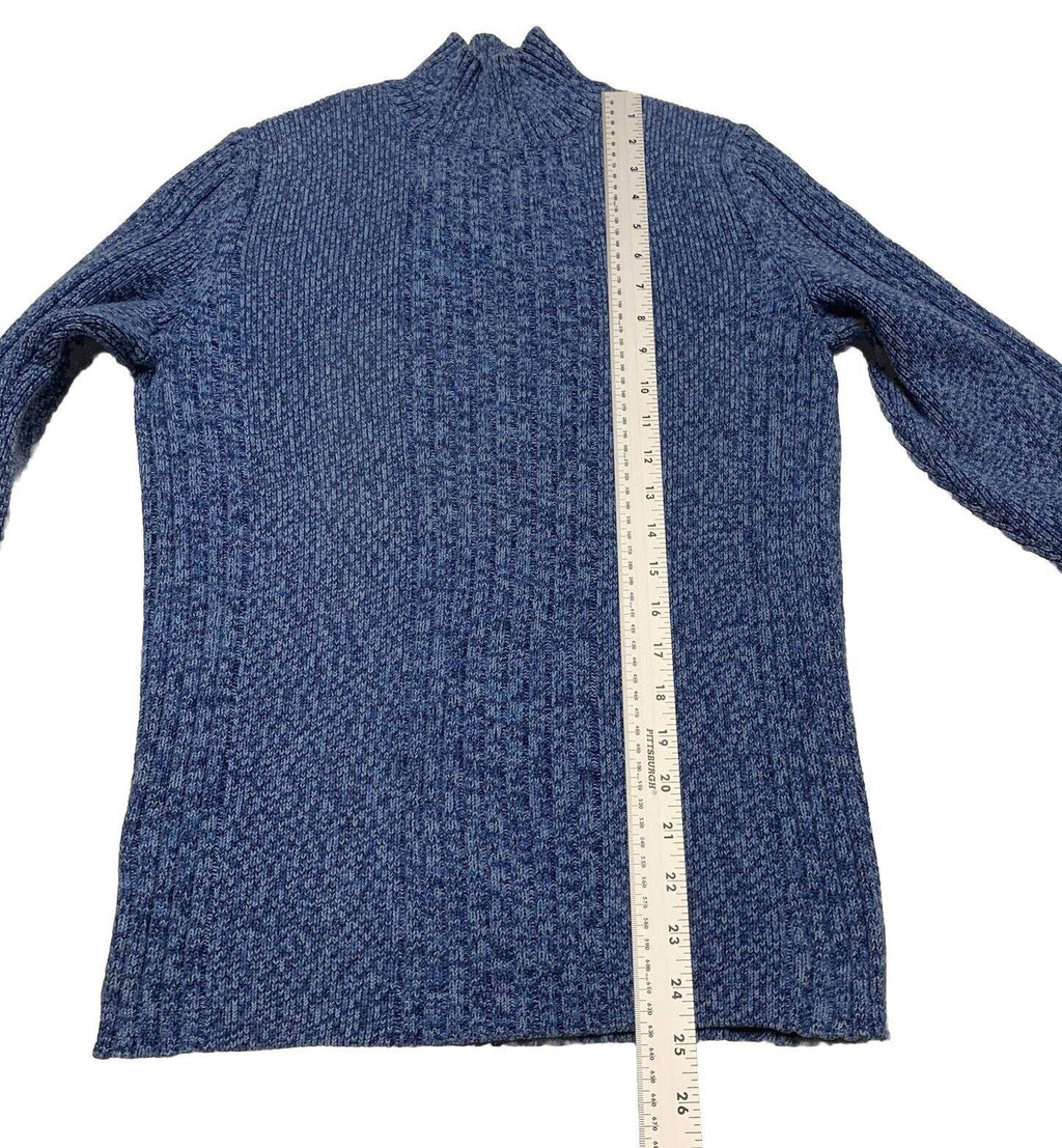 Express Women’s Sweater Small Turtleneck Ribbed Cable Knit Blue Marled
