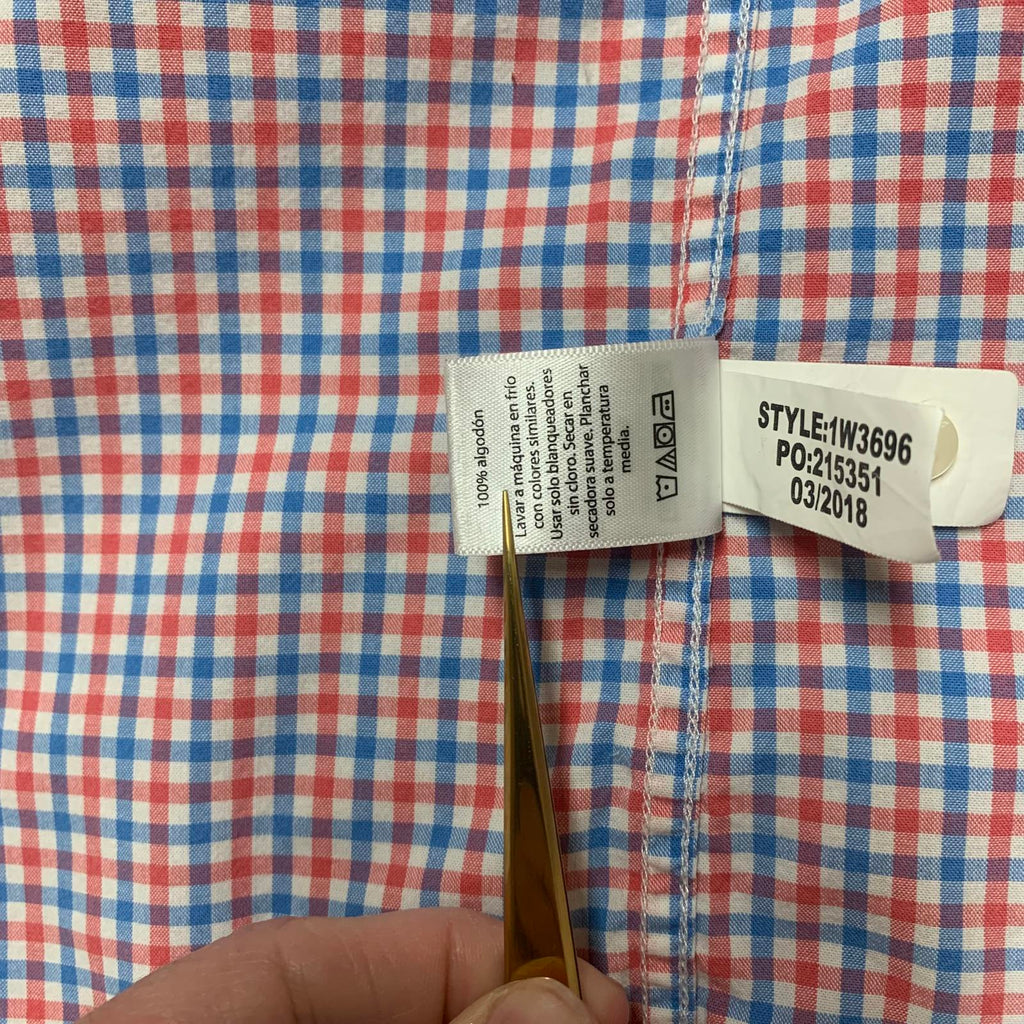 Vineyard Vines Men’s Large Red Blue Check Slim Fit Murray Button Shirt