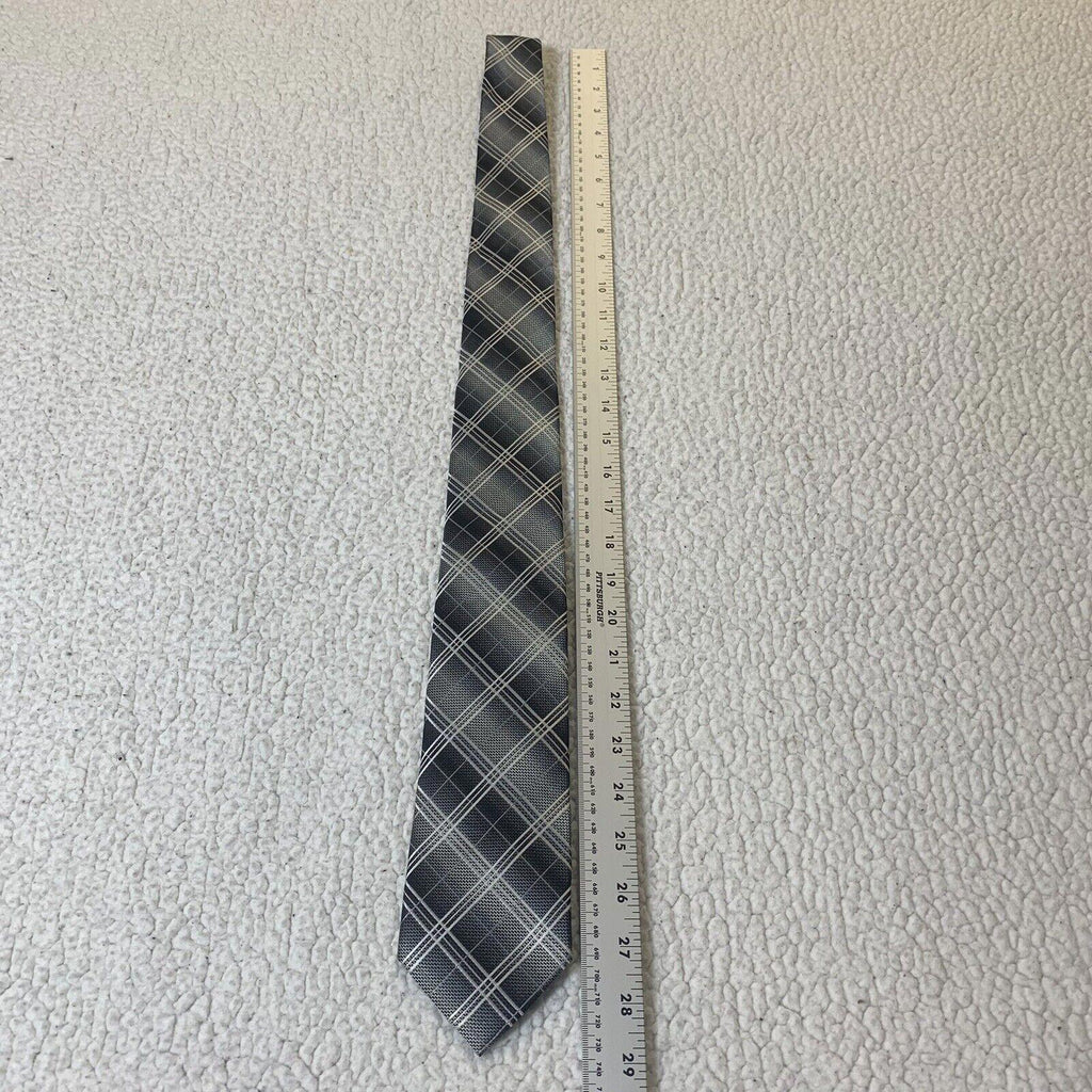 Valerio Garati Men's Plaid Neck Tie Gray Black White