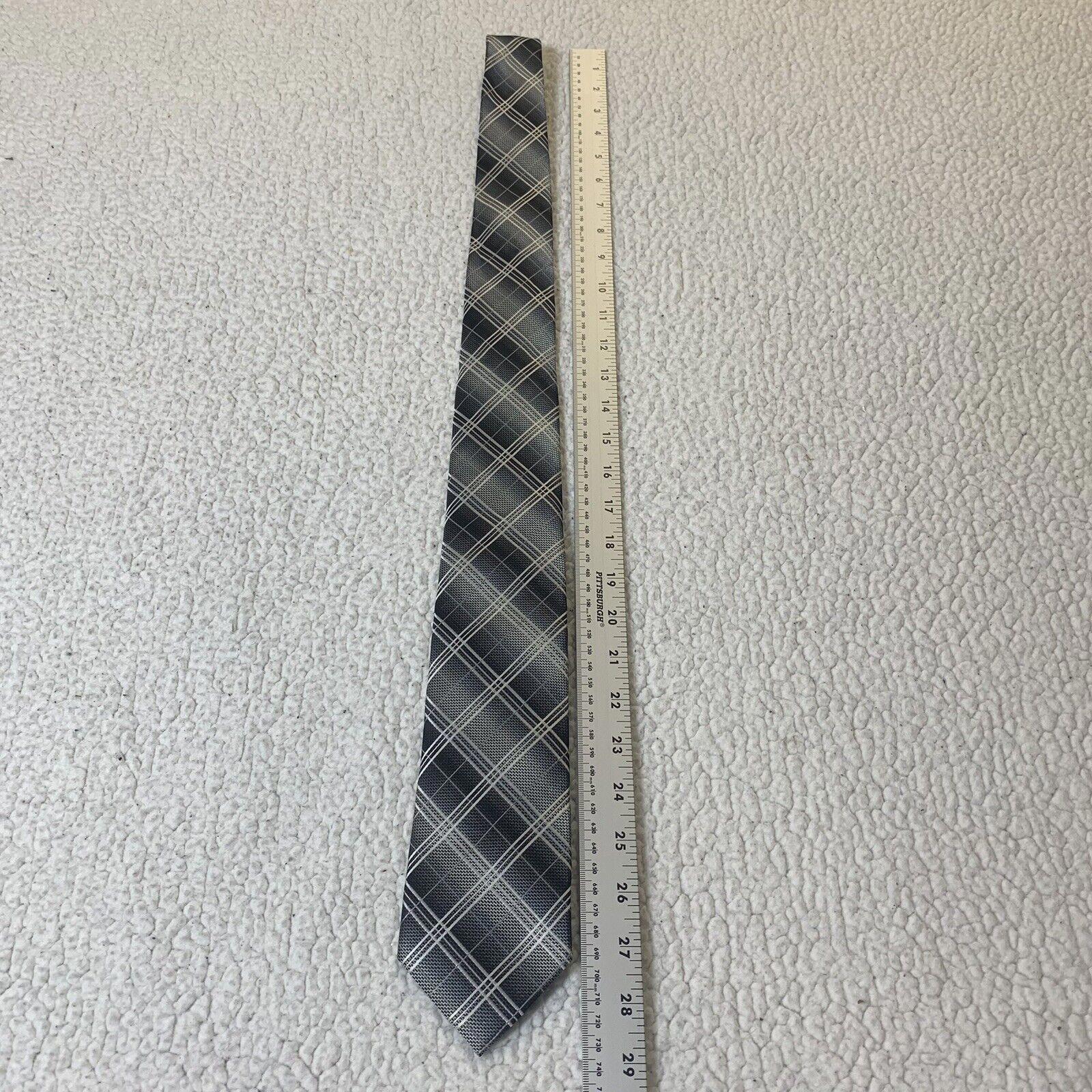 Valerio Garati Men's Plaid Neck Tie Gray Black White
