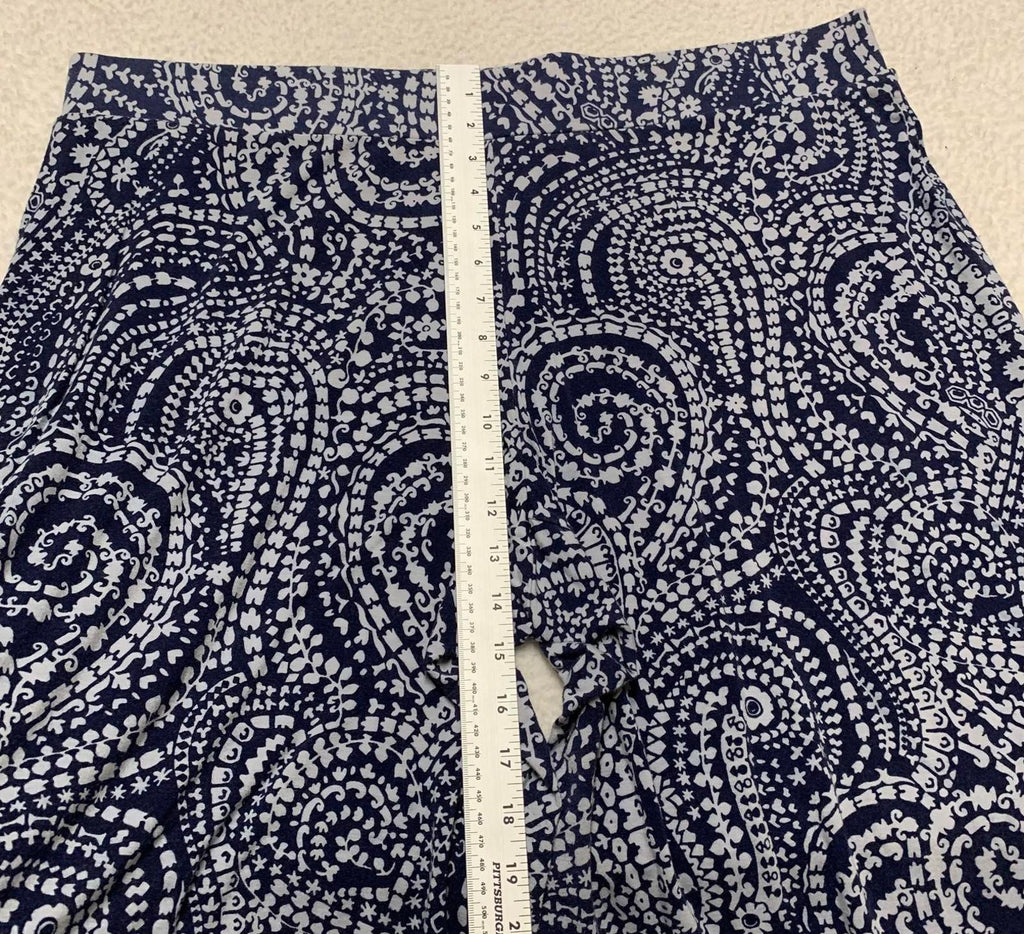 Charter Club Weekend Women's 3X Navy Abstract Print Wide-Leg Pants W41