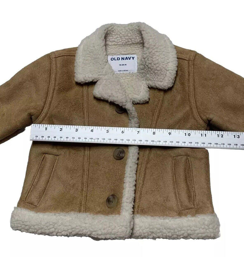 Old Navy Baby Toddler Size 18-24 M Camel Faux Suede Sherpa Coat