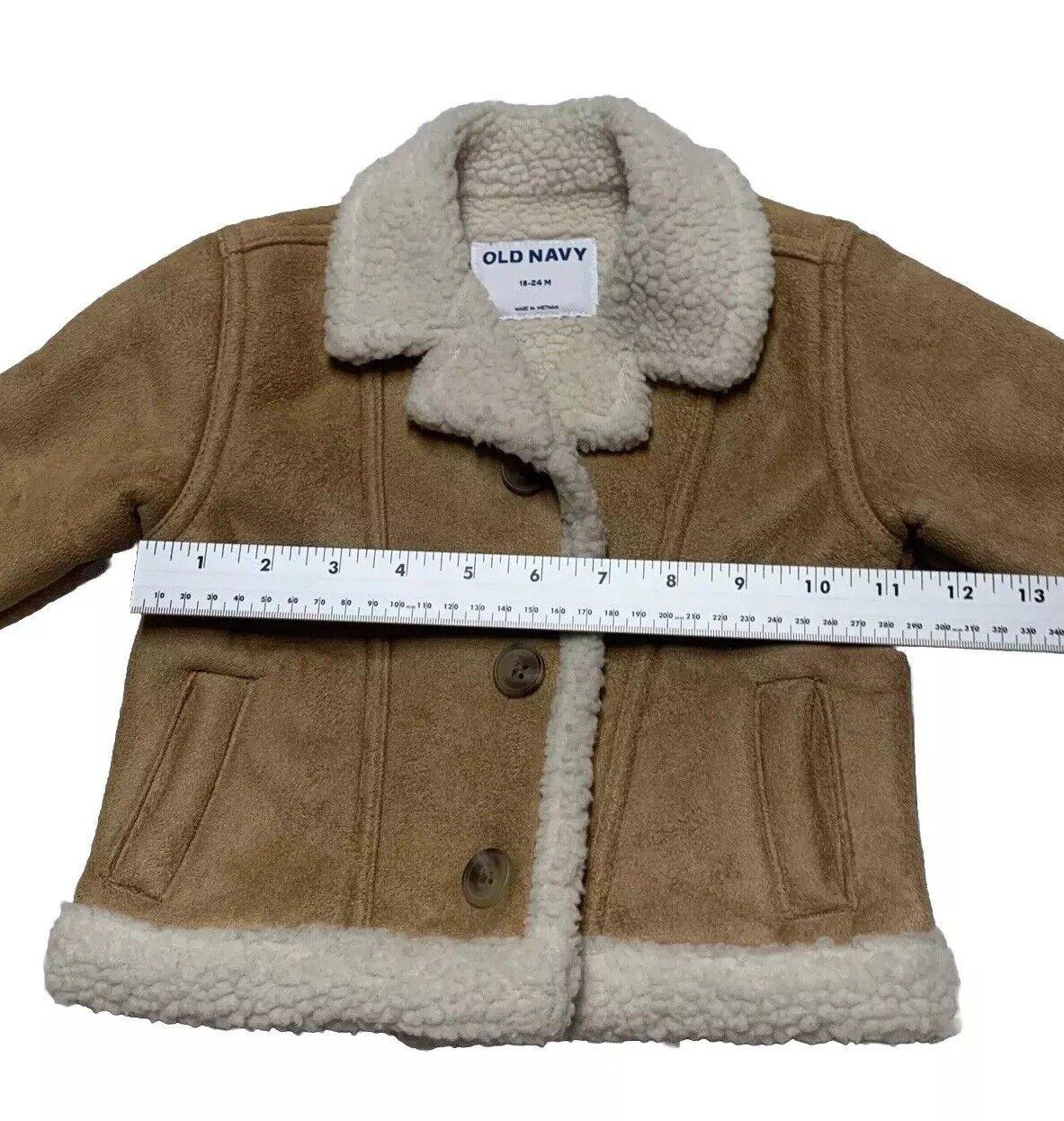 Old Navy Baby Toddler Size 18-24 M Camel Faux Suede Sherpa Coat