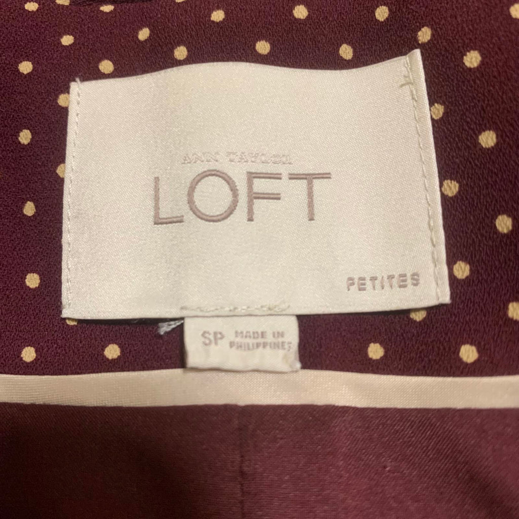 Women's Burgundy Polka Dot Blazer | LOFT Ann Taylor Petite Size S | Professional Work Jacket