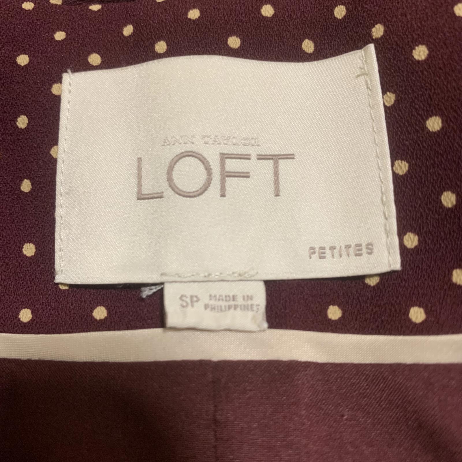 Women's Burgundy Polka Dot Blazer | LOFT Ann Taylor Petite Size S | Professional Work Jacket