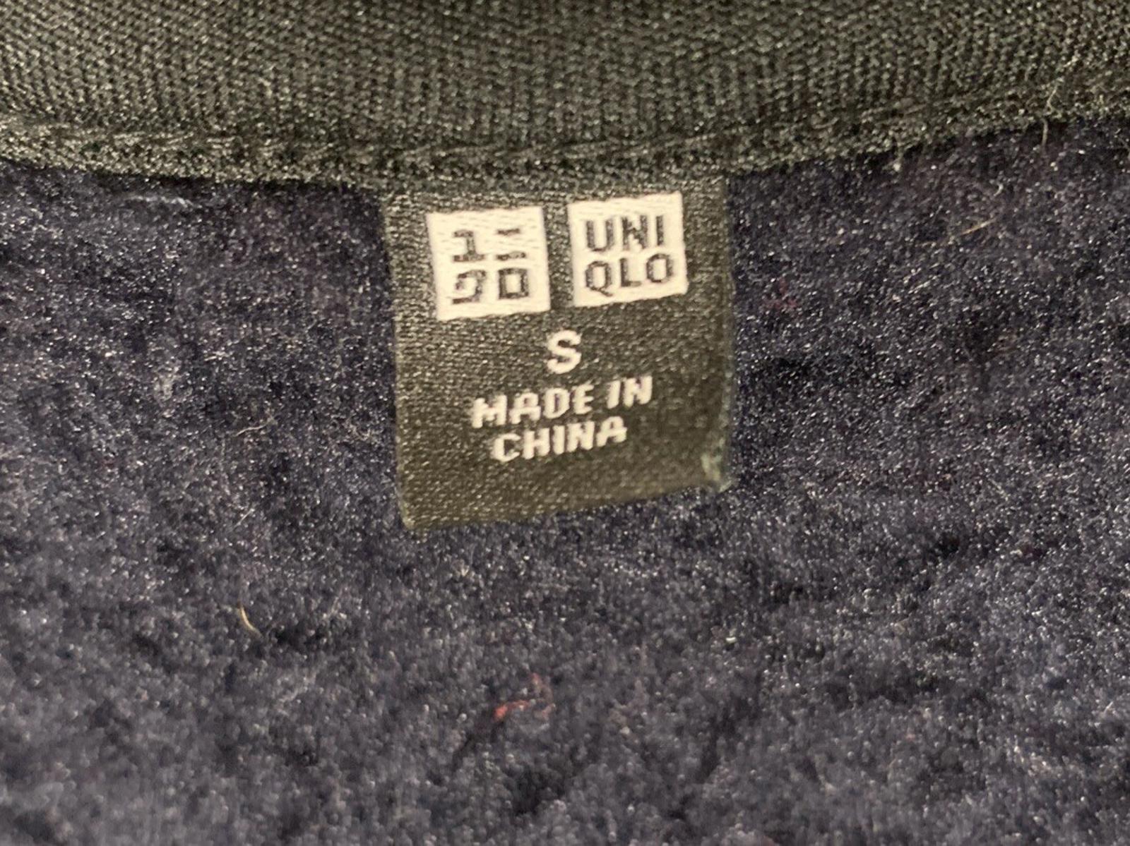 UNIQLO Women's Small Navy Vest V-Neck Full Zip Teddy Fleece Jacket Faux Sherpa