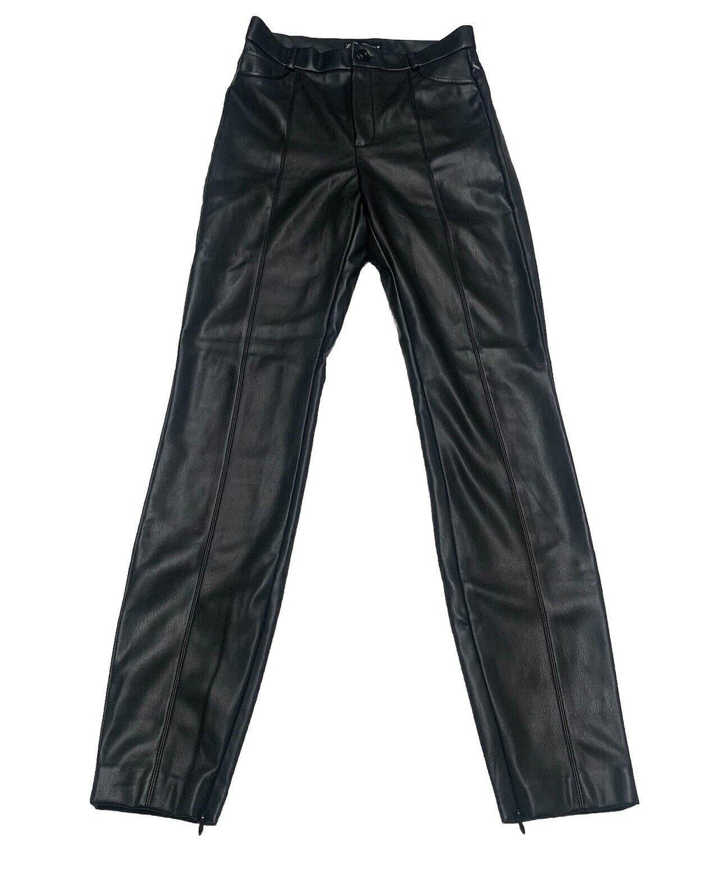 Zara Pants Women's Small Black Polyester/Faux Leather Ankle