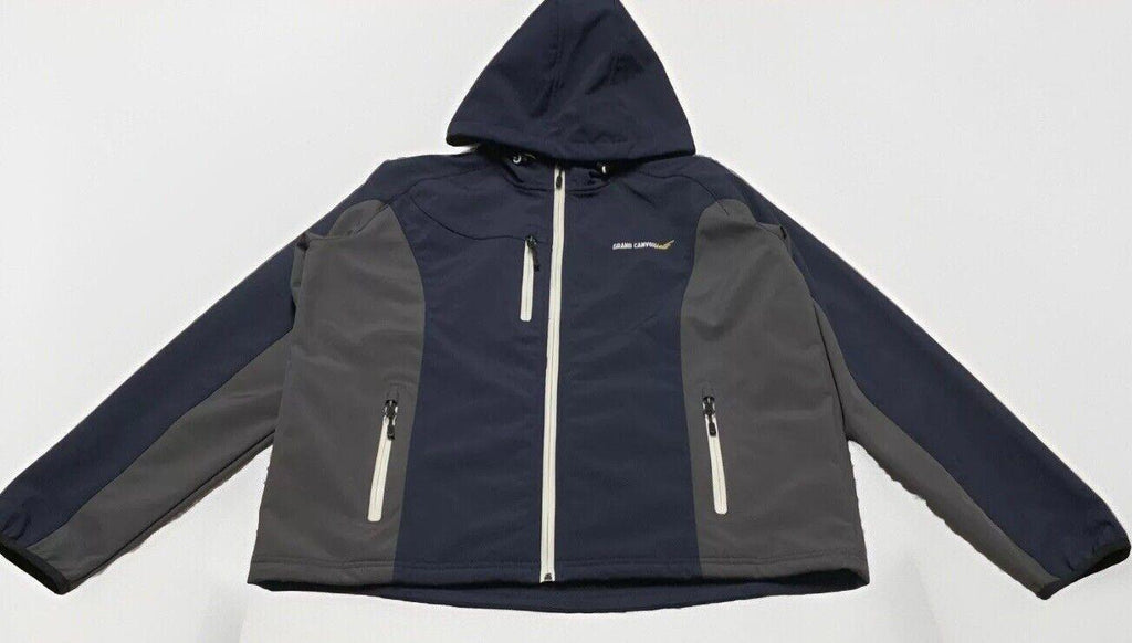 Landway Men's Medium Navy/Gray Hood Soft Shell Full-Zip Fleece Lined Golf Jacket