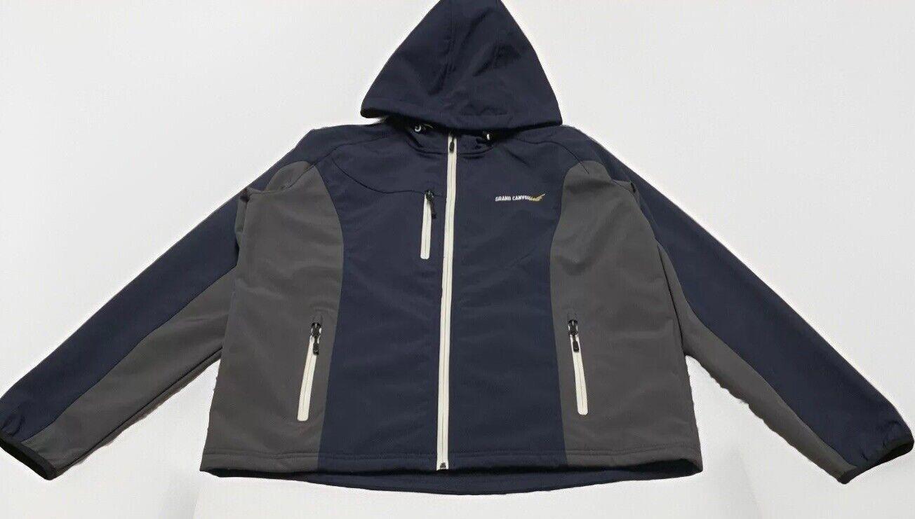 Landway Men's Medium Navy/Gray Hood Soft Shell Full-Zip Fleece Lined Golf Jacket