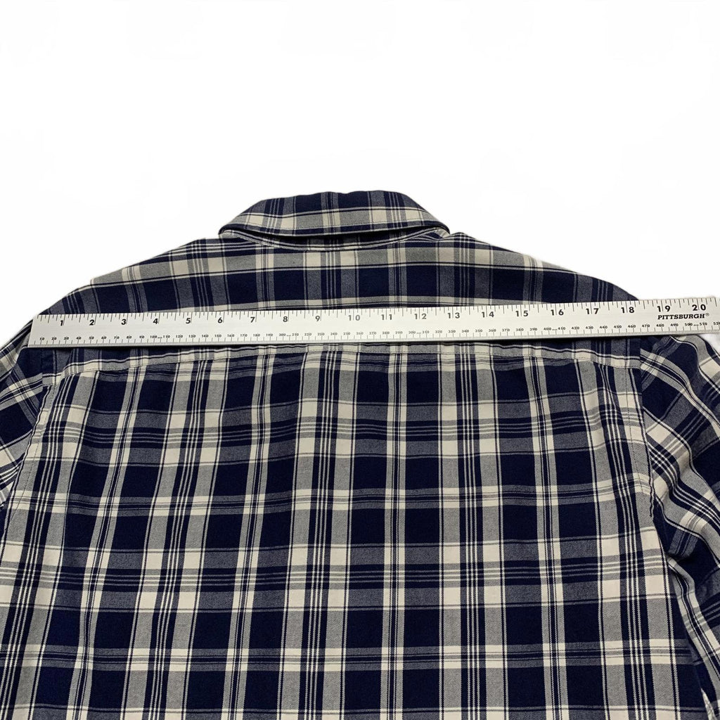 Banana Republic Men’s Size Large Navy Plaid Button-Up Shirt Slim Fit