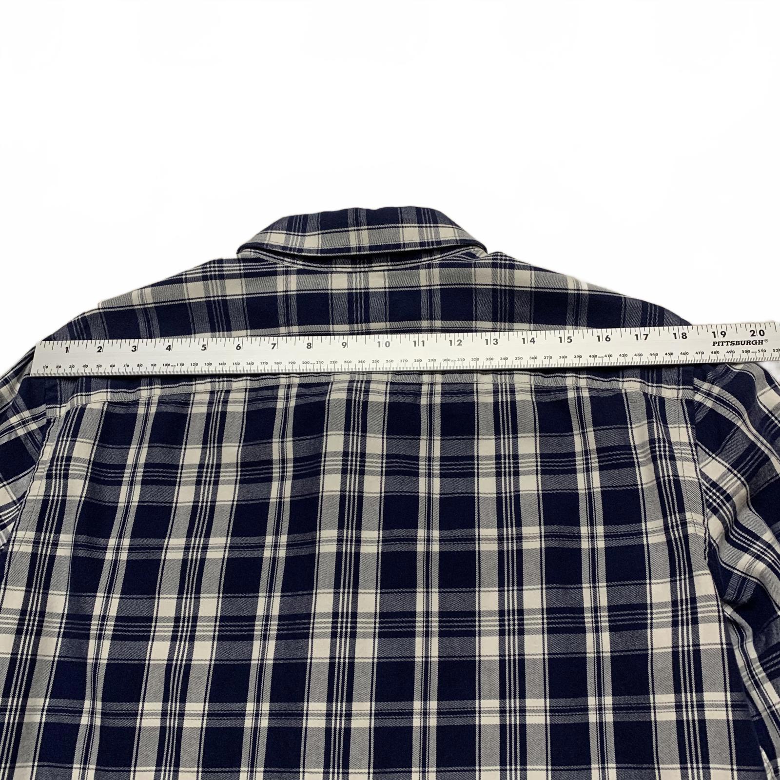 Banana Republic Men’s Size Large Navy Plaid Button-Up Shirt Slim Fit