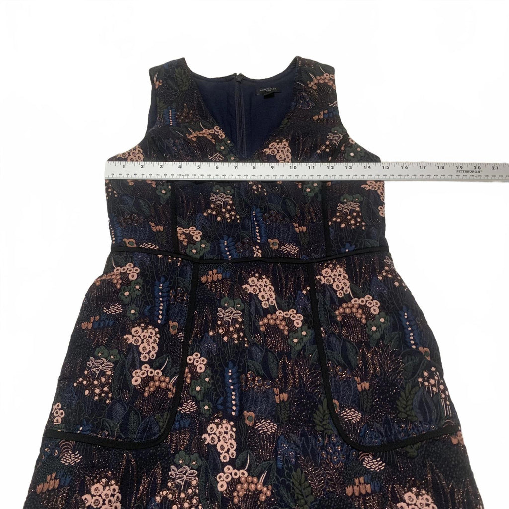 Ann Taylor Petite Women's Size 0P Black Floral Pattern Sleeveless Mini Dress