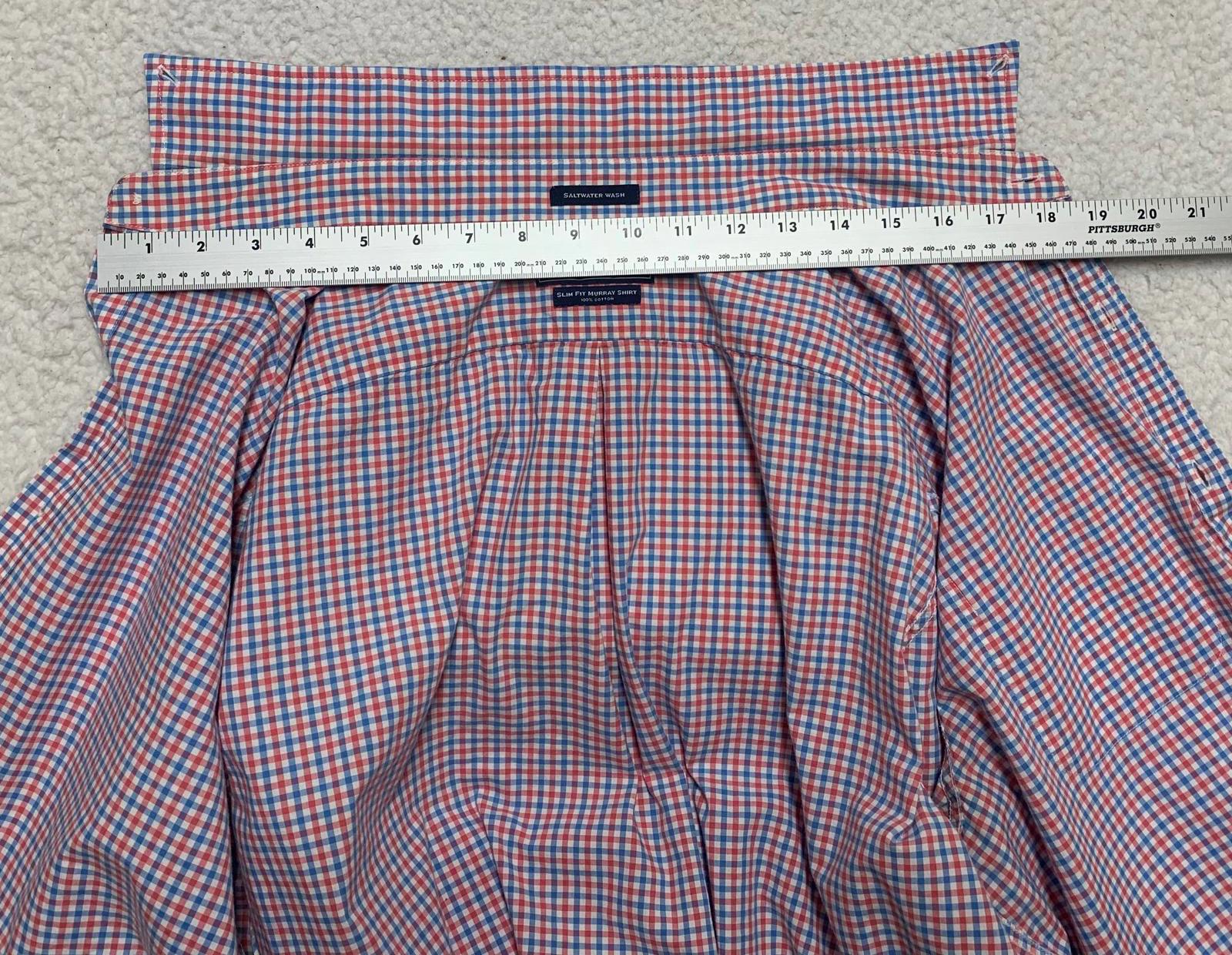 Vineyard Vines Men’s Large Red Blue Check Slim Fit Murray Button Shirt