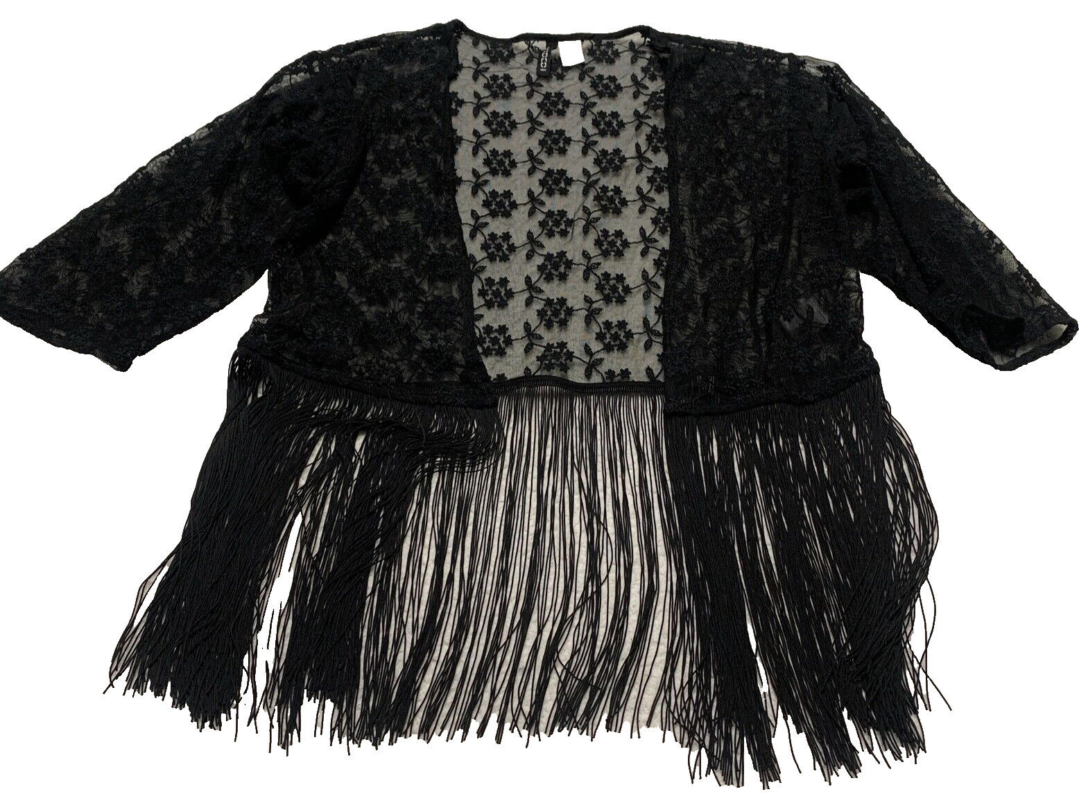 Divided H&M Women’s Size S Black Lace Fringe Shawl Ladies Scarf Boho Grunge