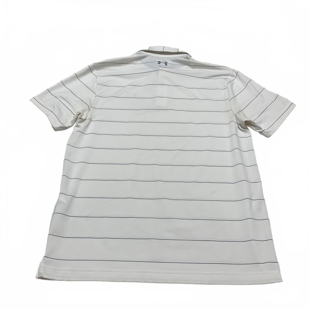 Under Armour Men's Size Medium White Black Striped Heat Gear Polo Shirt