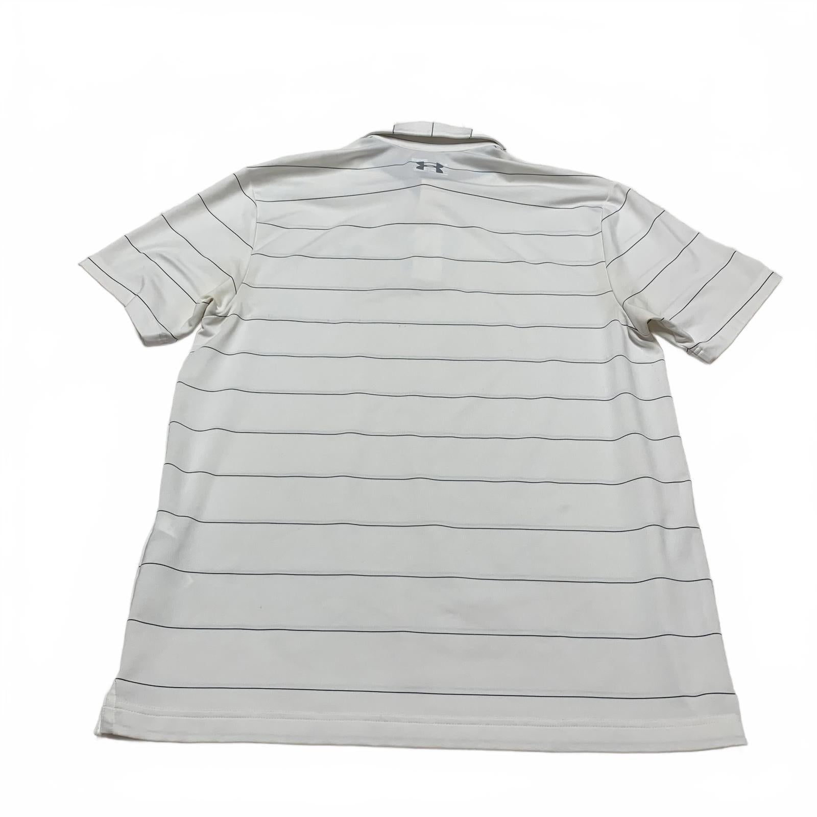 Under Armour Men's Size Medium White Black Striped Heat Gear Polo Shirt