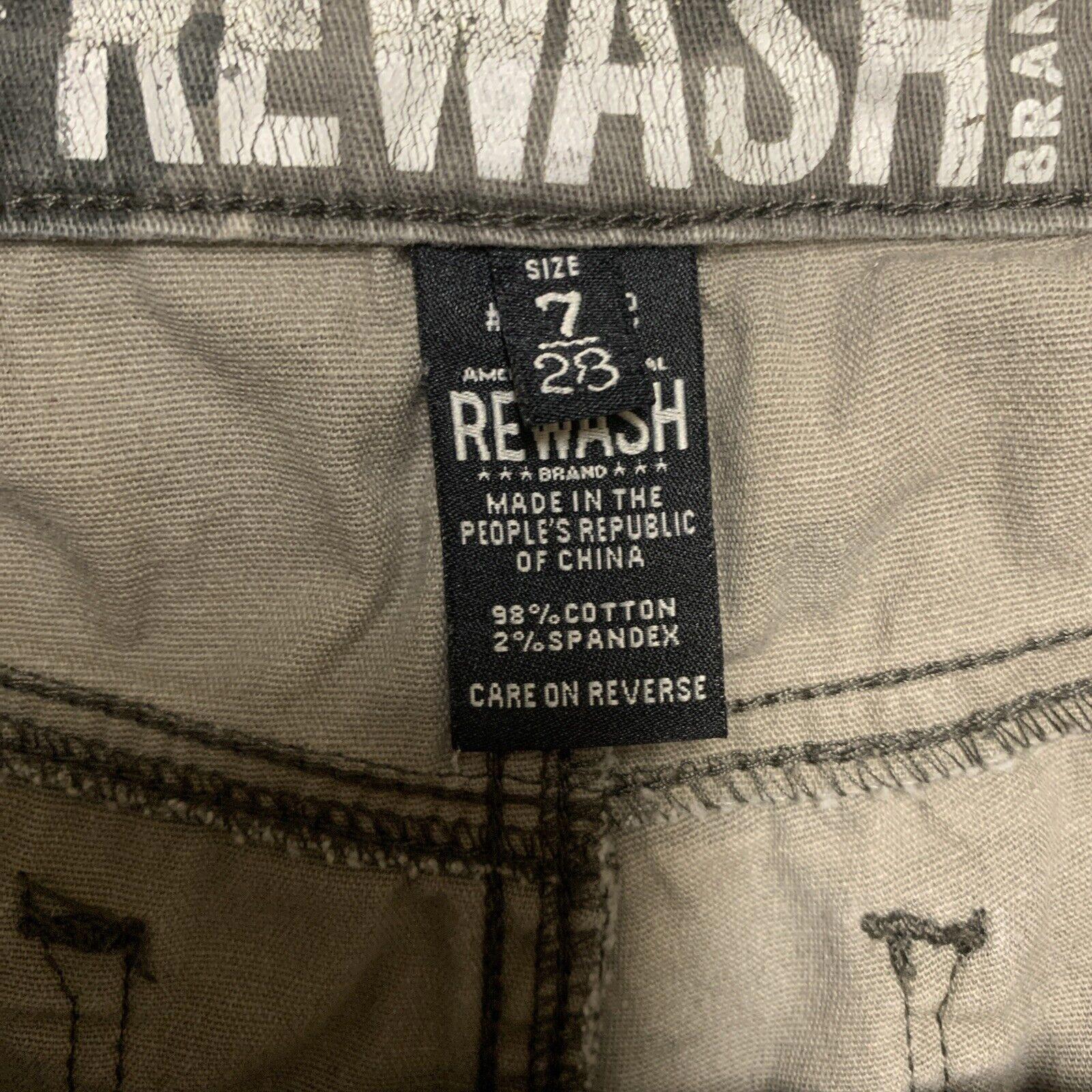 Rewash Brand Junior's Size 7/28 Olive Green Camo Print Straight Leg Pants