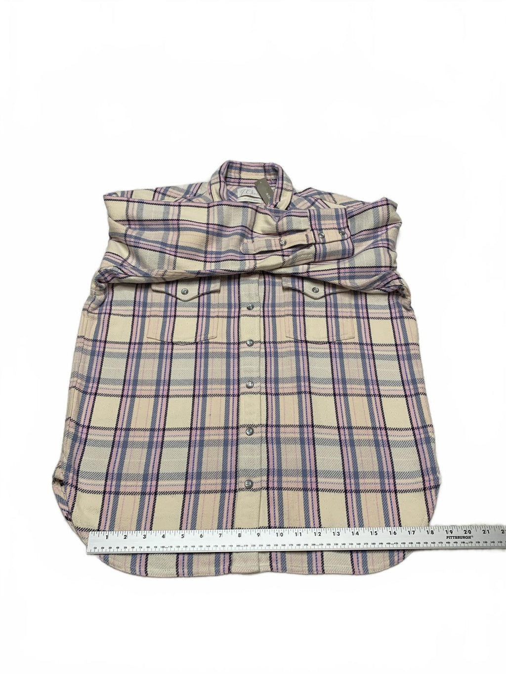 J. Crew Women's Flannel Shirt Sz 4 Lavender Plaid Pastel Pearl Snap Cotton