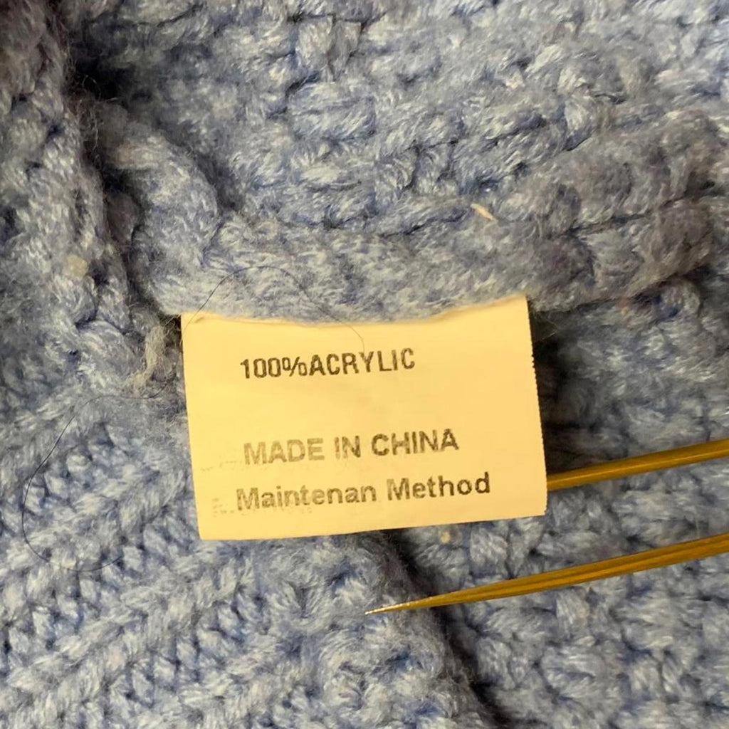 Fashion Women's Unisex M Blue Textured Crew Neck Sweater