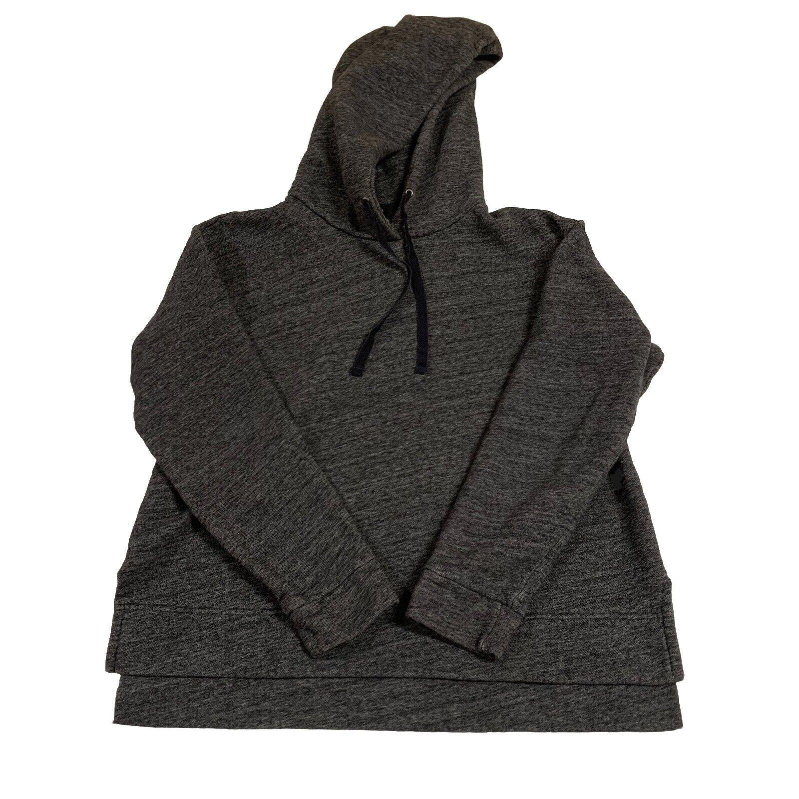 J Crew Hoodie Sweater Women's Size M Black Charcoal Sweatshirt Hem