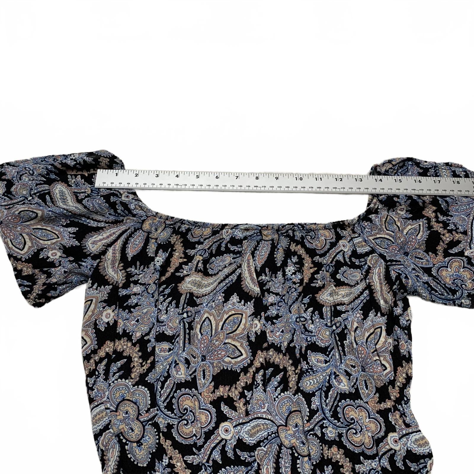 Aqua Womens Sz M Floral Print Maxi Dress Short Sleeve Rayon