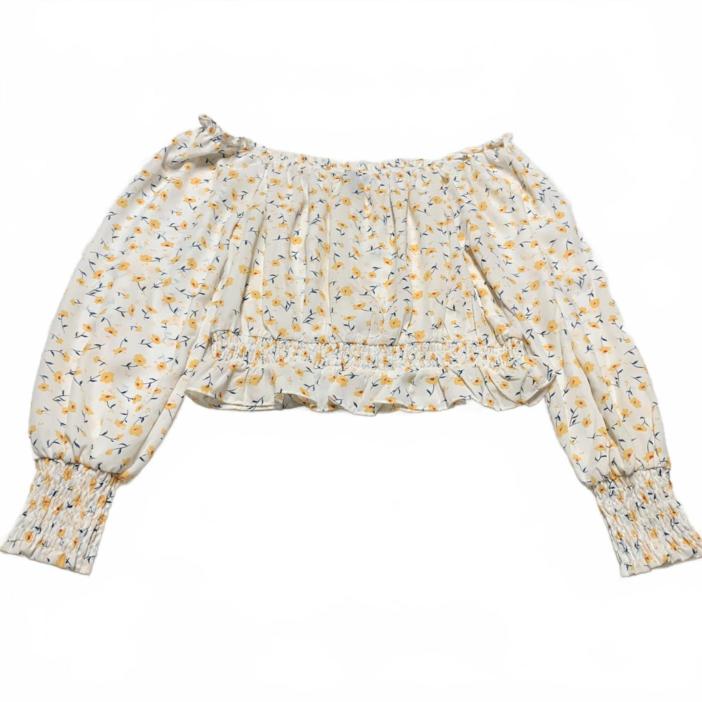 Helen Owen x Aqua Womens Sz Large Floral Off-Shoulder Crop Top