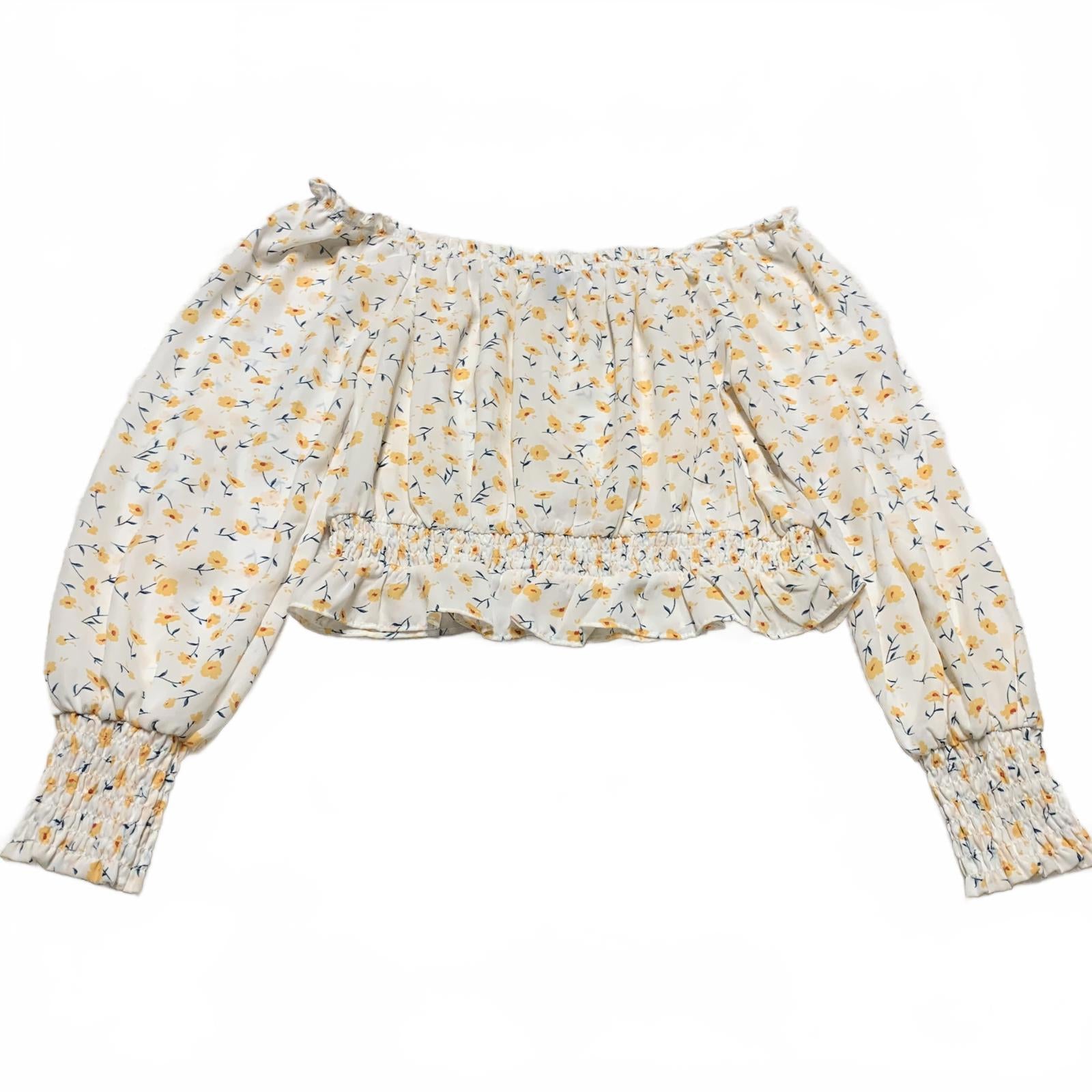 Helen Owen x Aqua Womens Sz Large Floral Off-Shoulder Crop Top