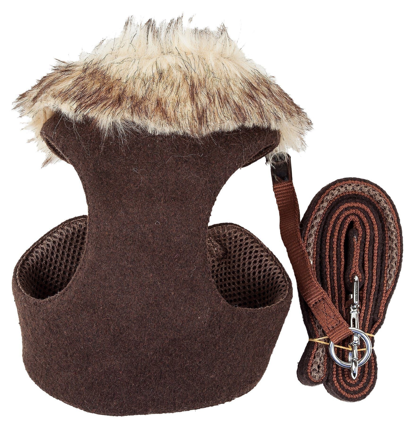 Pet Life ® Luxe 'Furracious' 2-In-1 Adjustable Dog Harness and Leash with Detachable Fur Collar