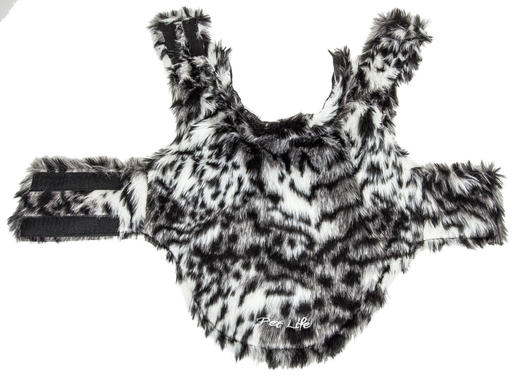 Pet Life ®  Luxe 'Paw Dropping' Designer Gray-Scale Tiger Pattern Mink Fur Dog Coat