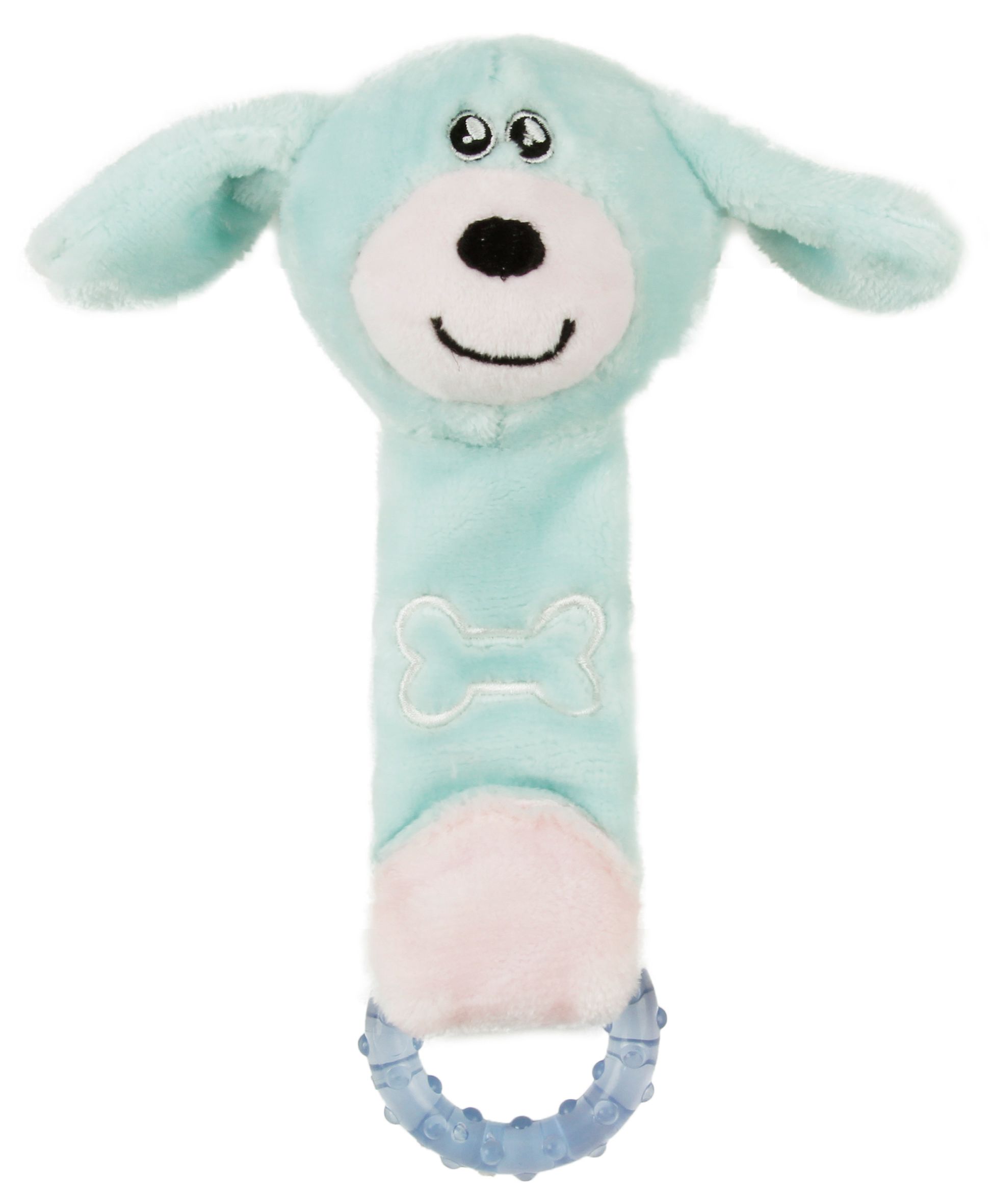 Pet Life ® Moo-Born' Plush and Rubber Squeaking Newborn Teething Cat and Dog Toy