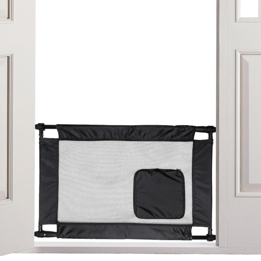 Pet Life ® 'Porta Gate' Anti-Drilling Nylon Mesh Collapsible Folding Travel Safety Pet Cat Dog Gate w/ Zippered Entrance
